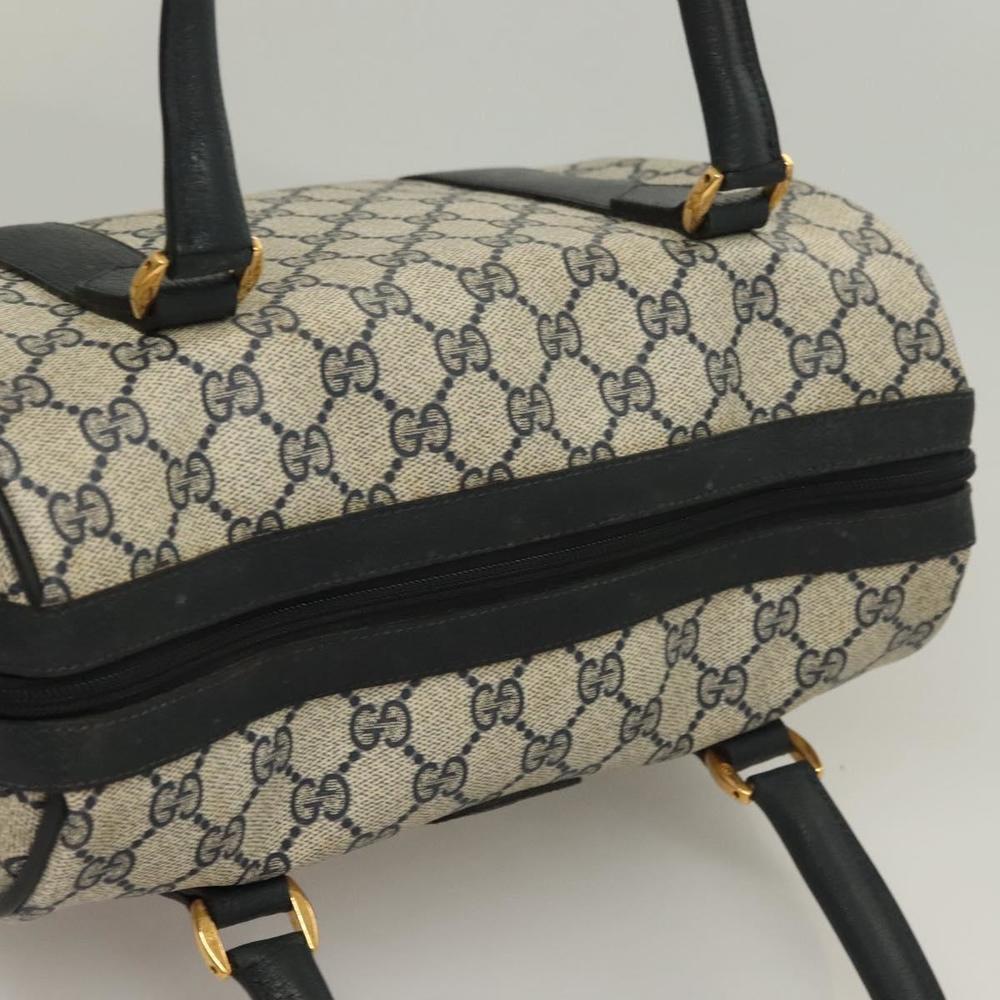 GUCCI GG Supreme Sherry Line Hand Bag PVC Navy Gold Red Auth 132074 - Picture 6 of 16